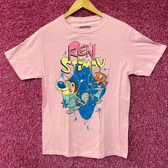 Ren and Stimpy Space Walk Pink T-shirt size Small - Picture 1 of 4